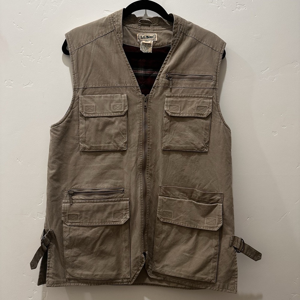 LL‎ BEAN women's Thinsulate Quilt Flannel Lined Utility Vest Sz M Camping Oudoor